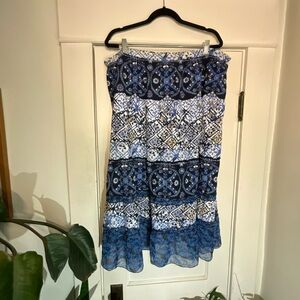 Y2K Notations Blue Patterned Women's Maxi Skirt